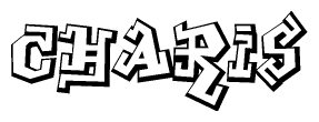 The clipart image depicts the word Charis in a style reminiscent of graffiti. The letters are drawn in a bold, block-like script with sharp angles and a three-dimensional appearance.