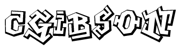 The clipart image depicts the word Cgibson in a style reminiscent of graffiti. The letters are drawn in a bold, block-like script with sharp angles and a three-dimensional appearance.
