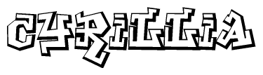 The clipart image features a stylized text in a graffiti font that reads Cyrillia.