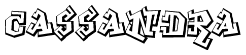 The image is a stylized representation of the letters Cassandra designed to mimic the look of graffiti text. The letters are bold and have a three-dimensional appearance, with emphasis on angles and shadowing effects.
