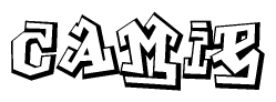 The clipart image depicts the word Camie in a style reminiscent of graffiti. The letters are drawn in a bold, block-like script with sharp angles and a three-dimensional appearance.
