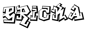 The clipart image depicts the word Ericka in a style reminiscent of graffiti. The letters are drawn in a bold, block-like script with sharp angles and a three-dimensional appearance.