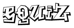 The image is a stylized representation of the letters Equiz designed to mimic the look of graffiti text. The letters are bold and have a three-dimensional appearance, with emphasis on angles and shadowing effects.