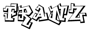 The clipart image depicts the word Franz in a style reminiscent of graffiti. The letters are drawn in a bold, block-like script with sharp angles and a three-dimensional appearance.