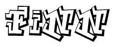 The image is a stylized representation of the letters Finn designed to mimic the look of graffiti text. The letters are bold and have a three-dimensional appearance, with emphasis on angles and shadowing effects.