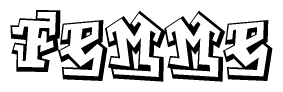 The clipart image features a stylized text in a graffiti font that reads Femme.