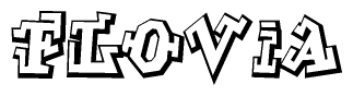 The image is a stylized representation of the letters Flovia designed to mimic the look of graffiti text. The letters are bold and have a three-dimensional appearance, with emphasis on angles and shadowing effects.