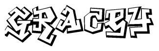 The clipart image depicts the word Gracey in a style reminiscent of graffiti. The letters are drawn in a bold, block-like script with sharp angles and a three-dimensional appearance.