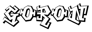 The image is a stylized representation of the letters Goron designed to mimic the look of graffiti text. The letters are bold and have a three-dimensional appearance, with emphasis on angles and shadowing effects.