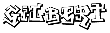 The clipart image features a stylized text in a graffiti font that reads Gilbert.
