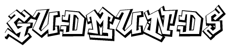 The clipart image features a stylized text in a graffiti font that reads Gudmunds.