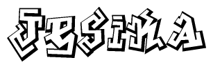The clipart image depicts the word Jesika in a style reminiscent of graffiti. The letters are drawn in a bold, block-like script with sharp angles and a three-dimensional appearance.