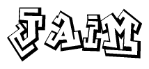 The clipart image depicts the word Jaim in a style reminiscent of graffiti. The letters are drawn in a bold, block-like script with sharp angles and a three-dimensional appearance.