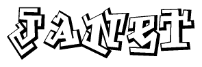 The clipart image features a stylized text in a graffiti font that reads Janet.