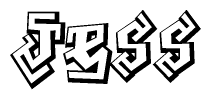 The clipart image features a stylized text in a graffiti font that reads Jess.