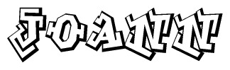 The clipart image depicts the word Joann in a style reminiscent of graffiti. The letters are drawn in a bold, block-like script with sharp angles and a three-dimensional appearance.