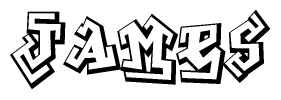 The image is a stylized representation of the letters James designed to mimic the look of graffiti text. The letters are bold and have a three-dimensional appearance, with emphasis on angles and shadowing effects.