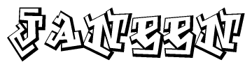 The image is a stylized representation of the letters Janeen designed to mimic the look of graffiti text. The letters are bold and have a three-dimensional appearance, with emphasis on angles and shadowing effects.
