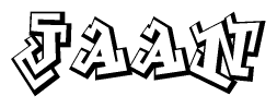 The clipart image depicts the word Jaan in a style reminiscent of graffiti. The letters are drawn in a bold, block-like script with sharp angles and a three-dimensional appearance.