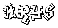 The image is a stylized representation of the letters Krys designed to mimic the look of graffiti text. The letters are bold and have a three-dimensional appearance, with emphasis on angles and shadowing effects.