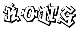 The image is a stylized representation of the letters Kong designed to mimic the look of graffiti text. The letters are bold and have a three-dimensional appearance, with emphasis on angles and shadowing effects.