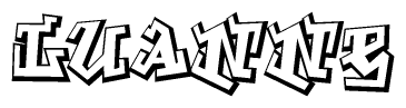 The image is a stylized representation of the letters Luanne designed to mimic the look of graffiti text. The letters are bold and have a three-dimensional appearance, with emphasis on angles and shadowing effects.