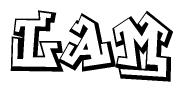 The clipart image depicts the word Lam in a style reminiscent of graffiti. The letters are drawn in a bold, block-like script with sharp angles and a three-dimensional appearance.