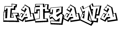 The clipart image depicts the word Lateana in a style reminiscent of graffiti. The letters are drawn in a bold, block-like script with sharp angles and a three-dimensional appearance.