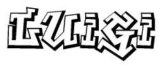The clipart image depicts the word Luigi in a style reminiscent of graffiti. The letters are drawn in a bold, block-like script with sharp angles and a three-dimensional appearance.