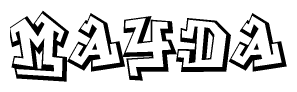 The clipart image depicts the word Mayda in a style reminiscent of graffiti. The letters are drawn in a bold, block-like script with sharp angles and a three-dimensional appearance.