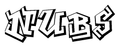 The image is a stylized representation of the letters Nubs designed to mimic the look of graffiti text. The letters are bold and have a three-dimensional appearance, with emphasis on angles and shadowing effects.