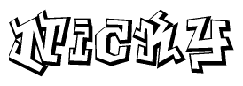 The clipart image features a stylized text in a graffiti font that reads Nicky.