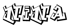 The clipart image depicts the word Nina in a style reminiscent of graffiti. The letters are drawn in a bold, block-like script with sharp angles and a three-dimensional appearance.