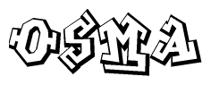 The image is a stylized representation of the letters Osma designed to mimic the look of graffiti text. The letters are bold and have a three-dimensional appearance, with emphasis on angles and shadowing effects.