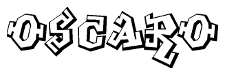 The clipart image depicts the word Oscaro in a style reminiscent of graffiti. The letters are drawn in a bold, block-like script with sharp angles and a three-dimensional appearance.