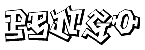 The clipart image depicts the word Pengo in a style reminiscent of graffiti. The letters are drawn in a bold, block-like script with sharp angles and a three-dimensional appearance.