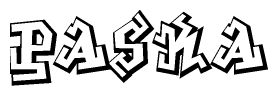 The clipart image features a stylized text in a graffiti font that reads Paska.