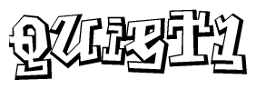 The clipart image depicts the word Quiet1 in a style reminiscent of graffiti. The letters are drawn in a bold, block-like script with sharp angles and a three-dimensional appearance.