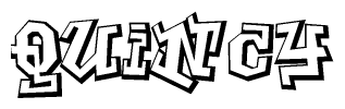 The clipart image features a stylized text in a graffiti font that reads Quincy.