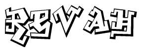 The clipart image depicts the word Revah in a style reminiscent of graffiti. The letters are drawn in a bold, block-like script with sharp angles and a three-dimensional appearance.