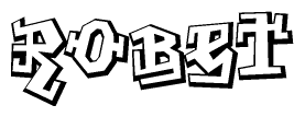 The image is a stylized representation of the letters Robet designed to mimic the look of graffiti text. The letters are bold and have a three-dimensional appearance, with emphasis on angles and shadowing effects.