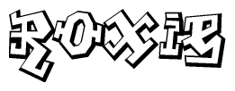 The image is a stylized representation of the letters Roxie designed to mimic the look of graffiti text. The letters are bold and have a three-dimensional appearance, with emphasis on angles and shadowing effects.