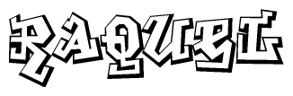 The clipart image features a stylized text in a graffiti font that reads Raquel.