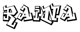 The clipart image features a stylized text in a graffiti font that reads Raina.