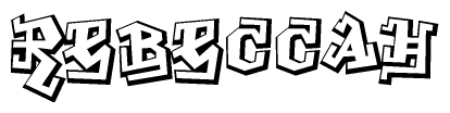 The clipart image features a stylized text in a graffiti font that reads Rebeccah.