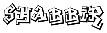 The clipart image features a stylized text in a graffiti font that reads Shabbir.