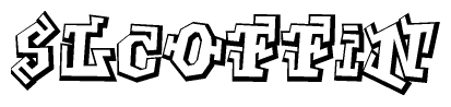 The clipart image depicts the word Slcoffin in a style reminiscent of graffiti. The letters are drawn in a bold, block-like script with sharp angles and a three-dimensional appearance.