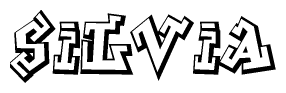 The clipart image features a stylized text in a graffiti font that reads Silvia.