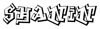 The clipart image features a stylized text in a graffiti font that reads Shanin.