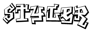 The image is a stylized representation of the letters Styler designed to mimic the look of graffiti text. The letters are bold and have a three-dimensional appearance, with emphasis on angles and shadowing effects.